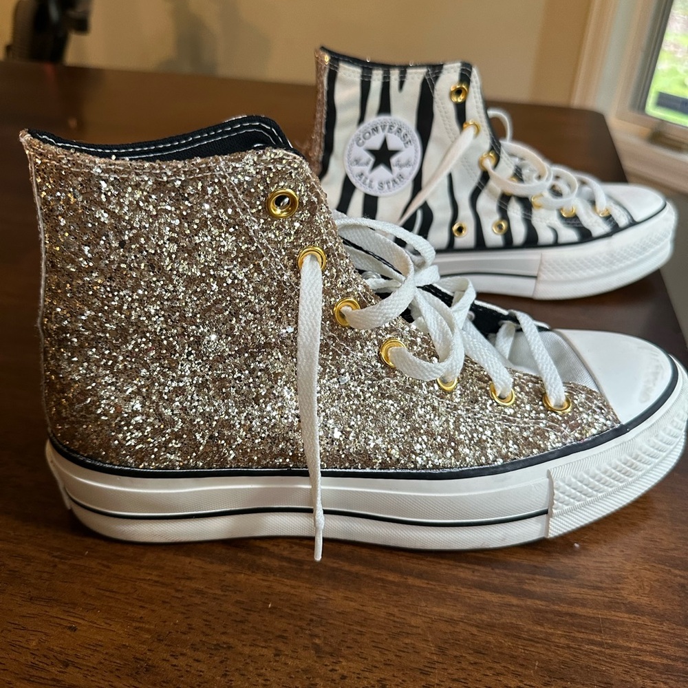Custom Converse Zebra and sparkles